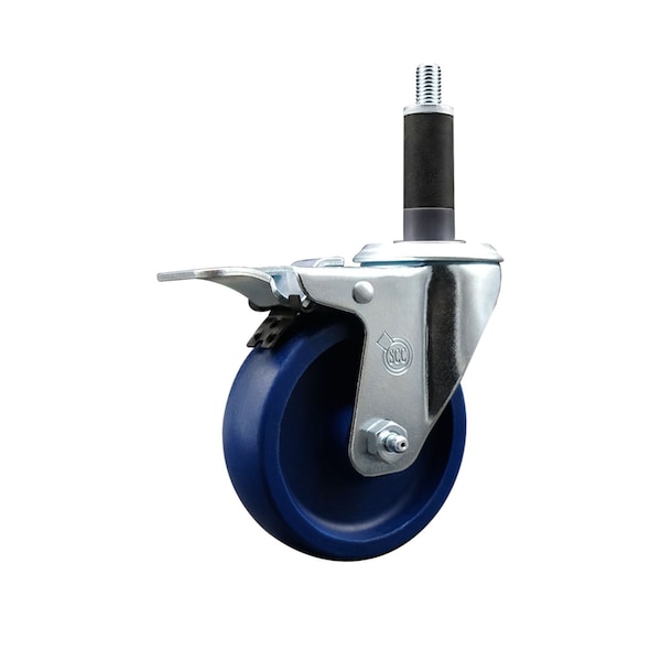 4'' Solid Poly Swivel 1'' Expanding Stem Caster Total Lock Brake